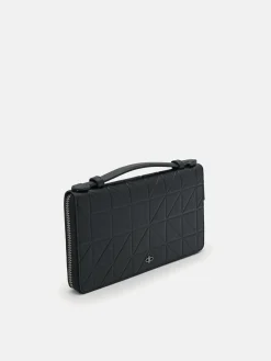 Leather Travel Organiser in Pixel - Black