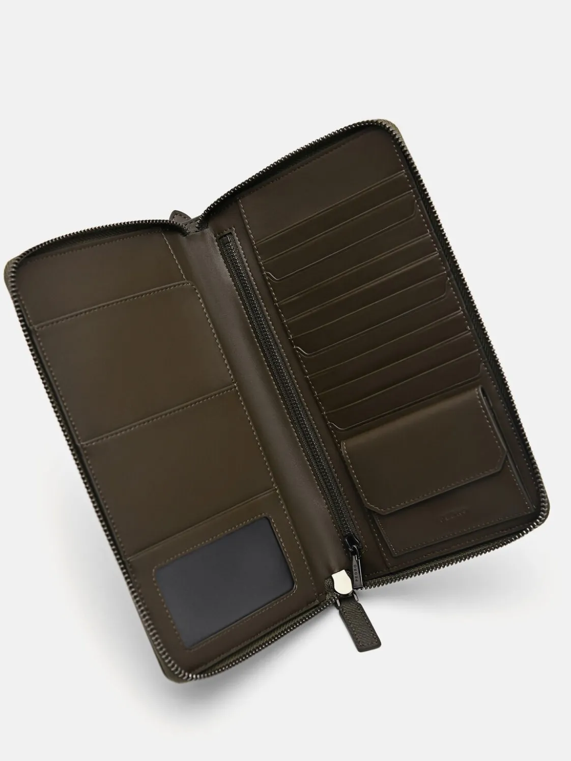 Leather Travel Organiser - Military Green