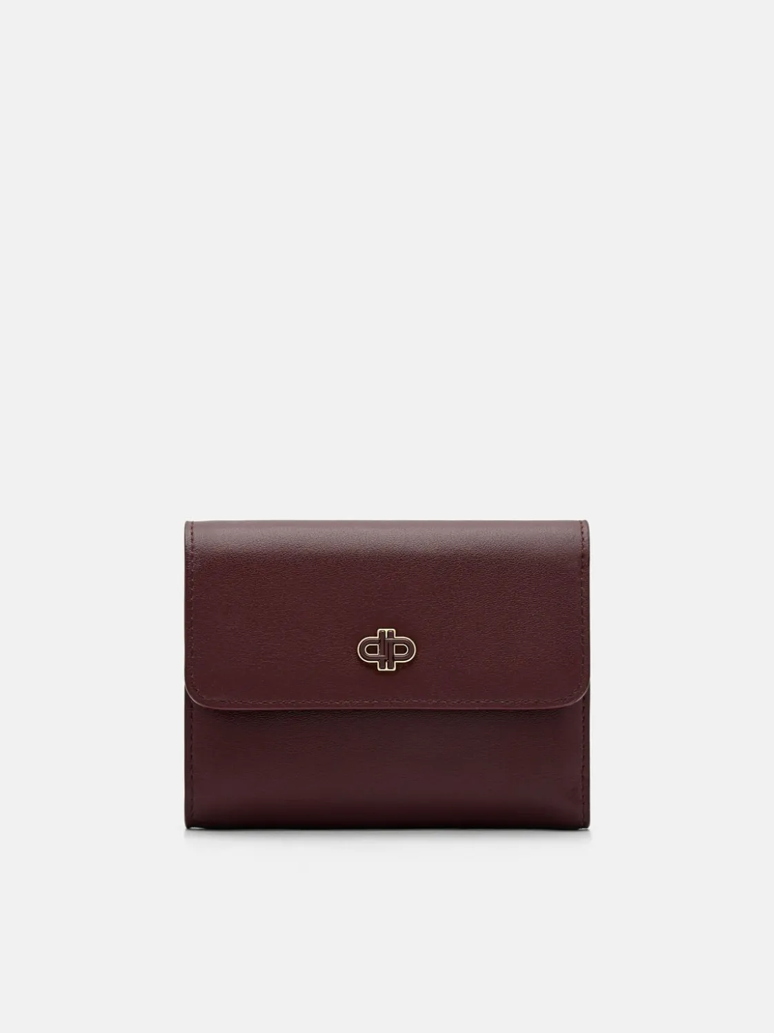 Leather Tri-Fold Wallet - Wine