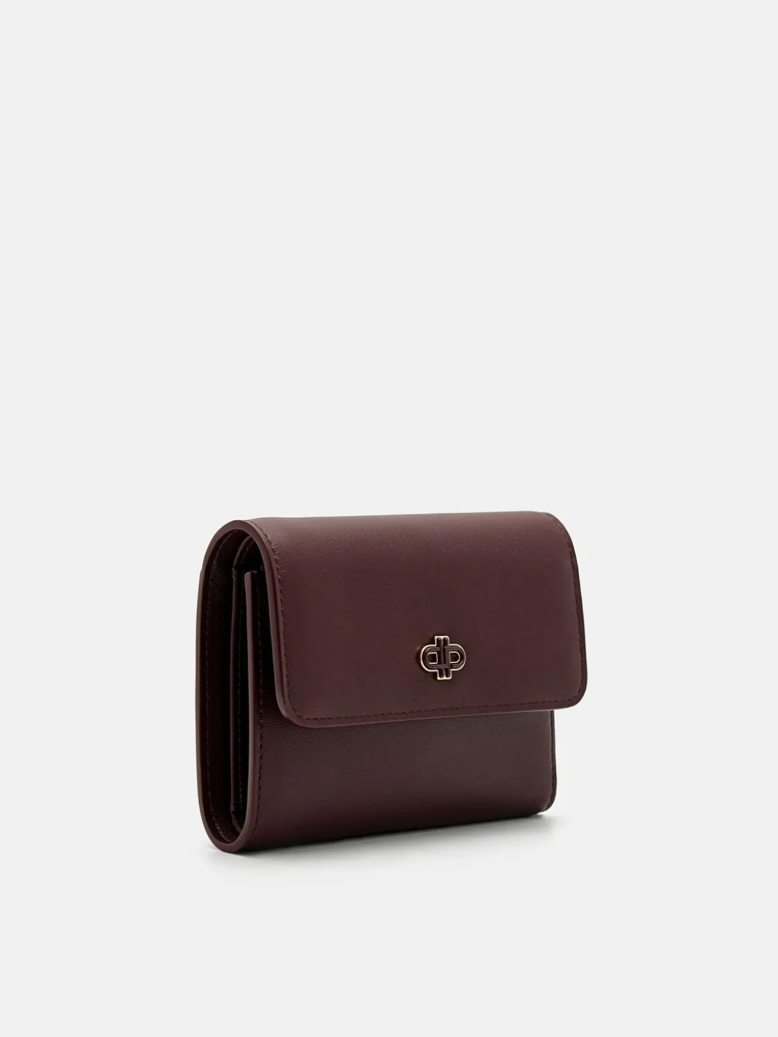 Leather Tri-Fold Wallet - Wine