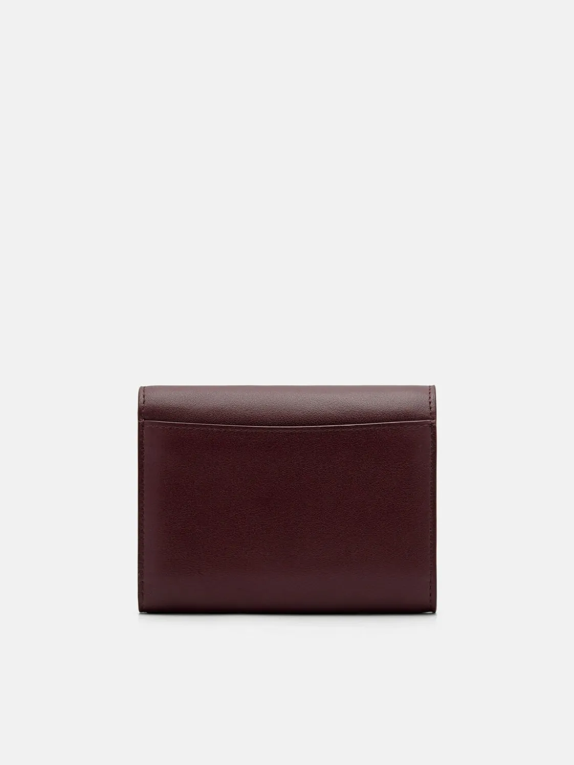 Leather Tri-Fold Wallet - Wine