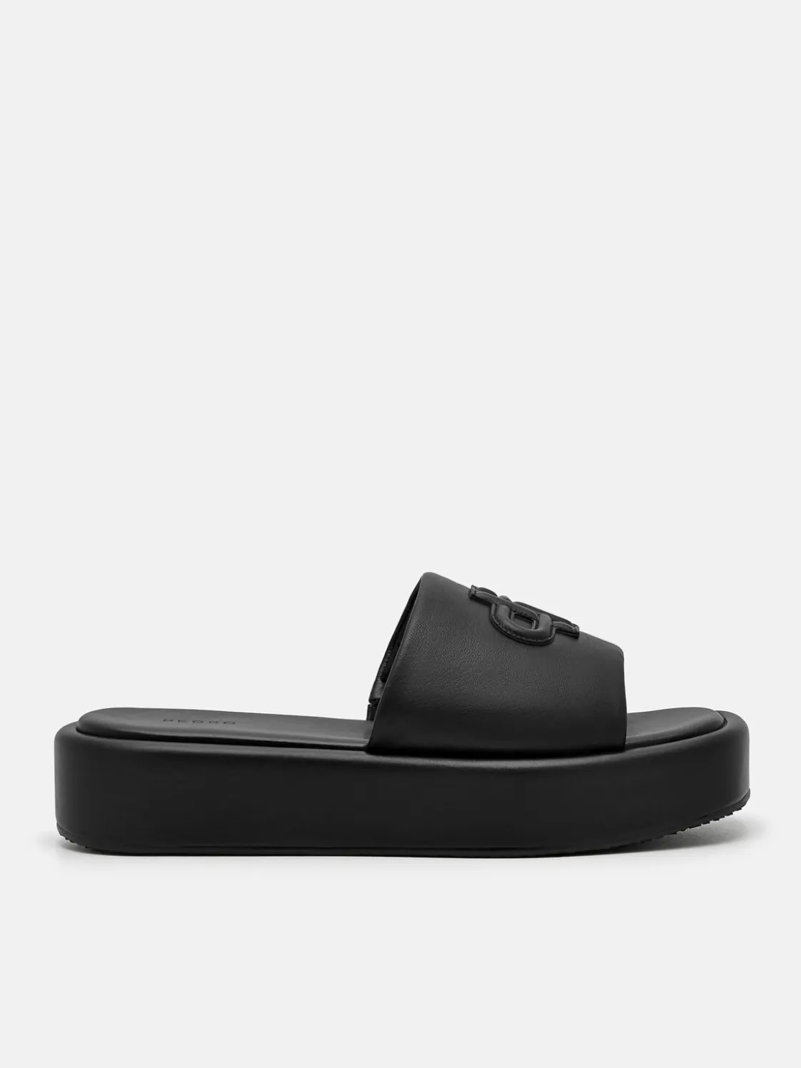 Leather Wedge Sandals - Black