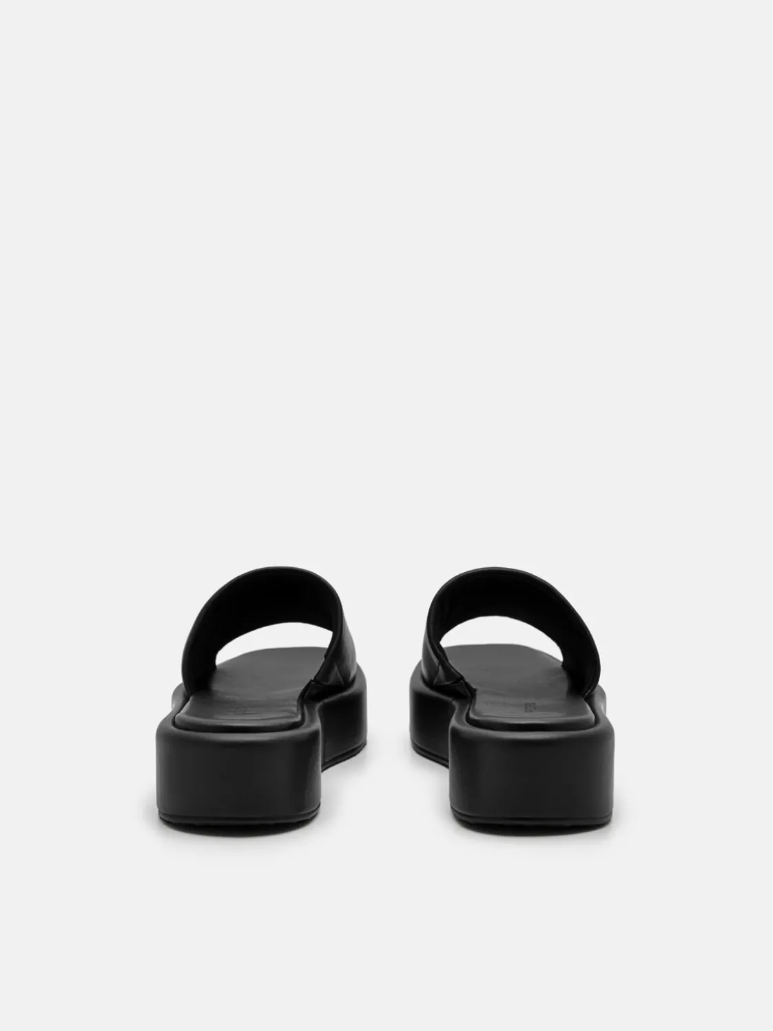 Leather Wedge Sandals - Black