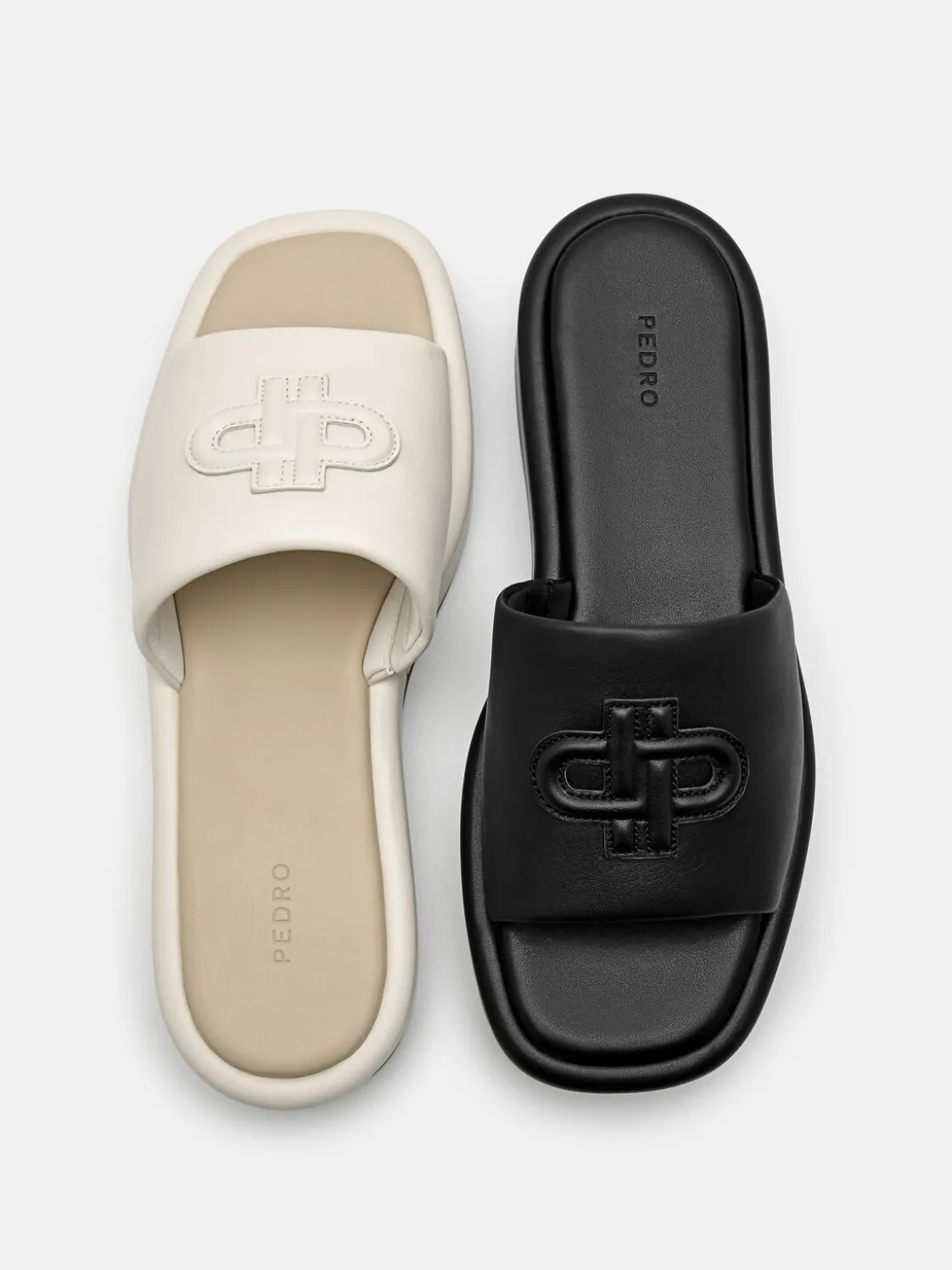 Leather Wedge Sandals - Black