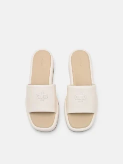 Leather Wedge Sandals - Chalk