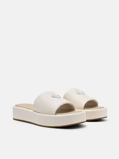 Leather Wedge Sandals - Chalk