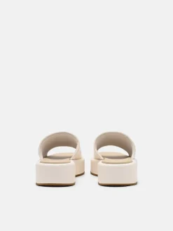 Leather Wedge Sandals - Chalk