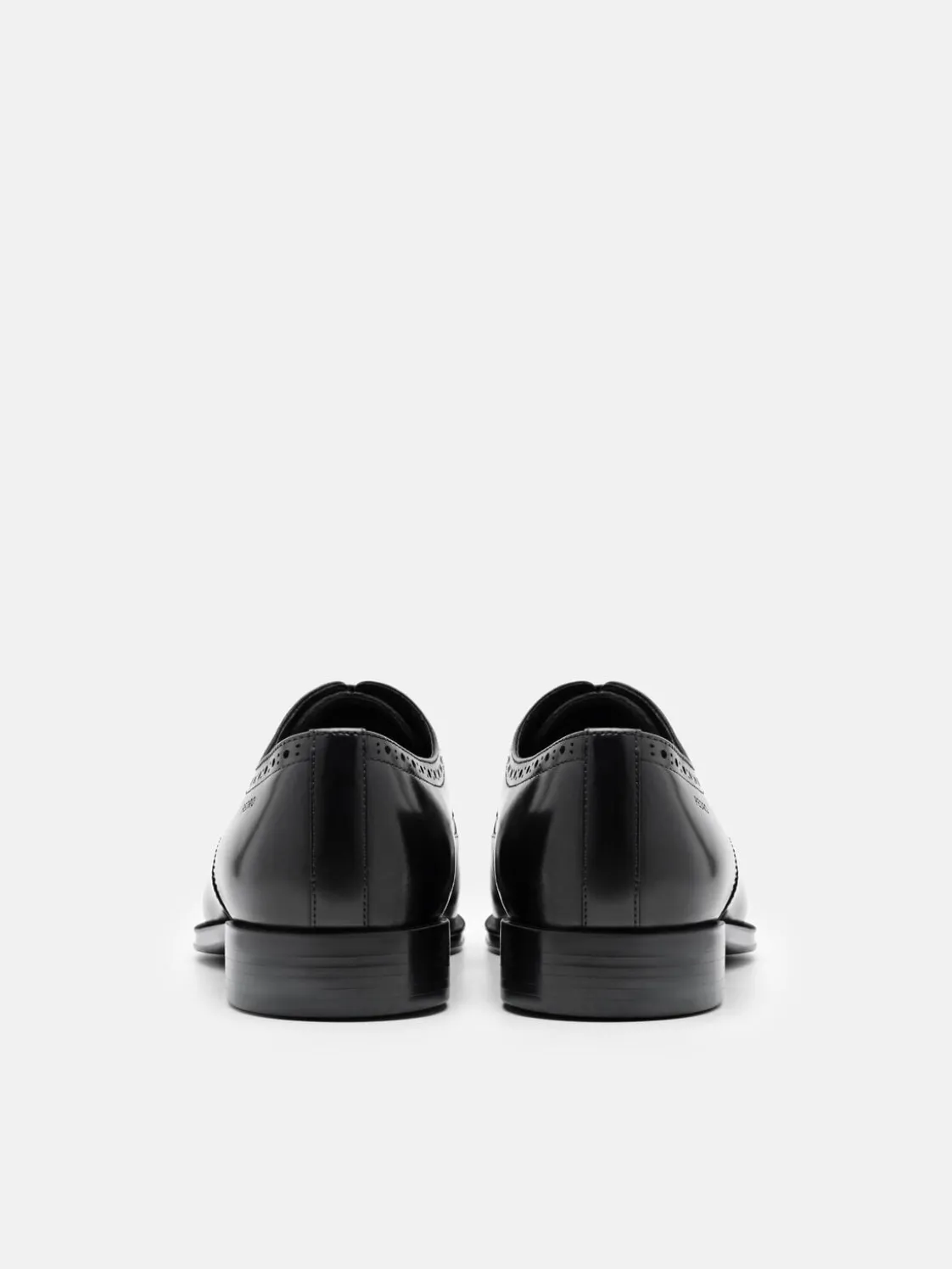 Leather Wingtip Derby Shoes - Black