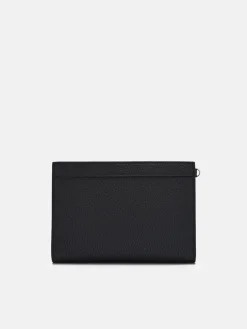 Leather Zipped Pouch - Black
