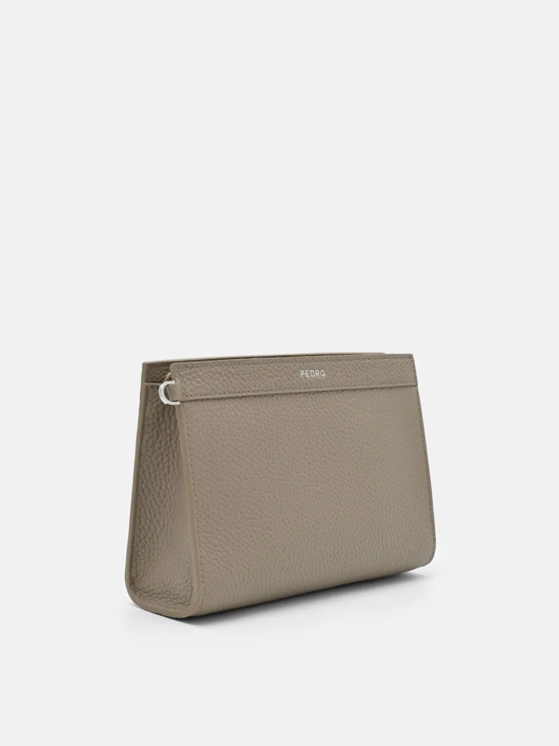 Leather Zipped Pouch - Taupe