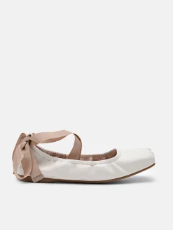 Lexa Leather Ballerina Flats - Chalk