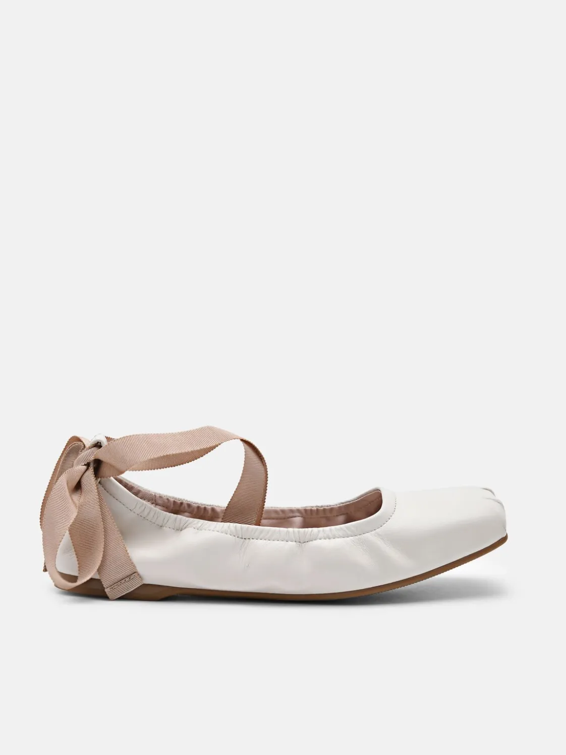 Lexa Leather Ballerina Flats - Chalk