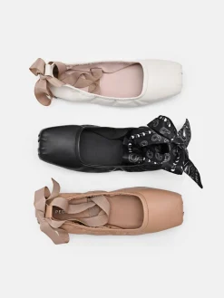 Lexa Leather Ballerina Flats - Chalk