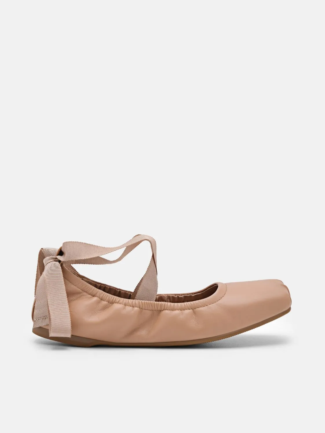 Lexa Leather Ballerina Flats - Nude