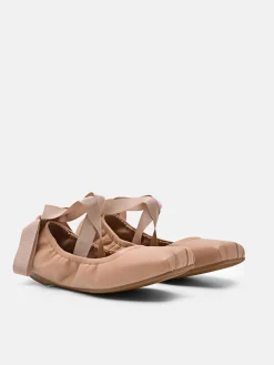 Lexa Leather Ballerina Flats - Nude