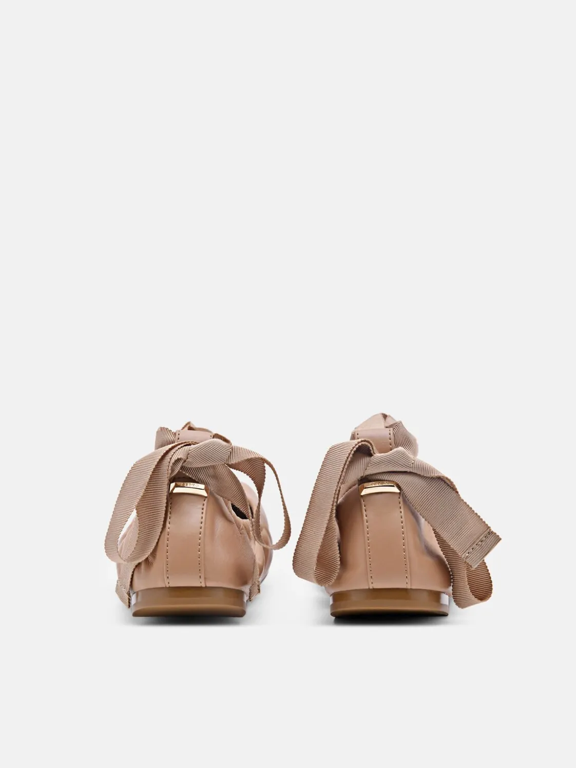 Lexa Leather Ballerina Flats - Nude