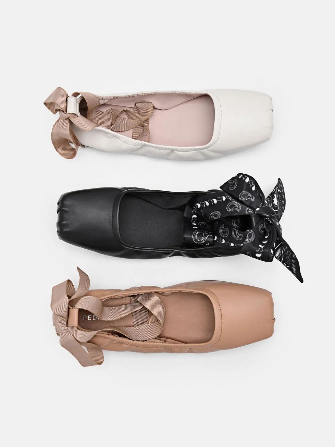 Lexa Leather Ballerina Flats - Nude