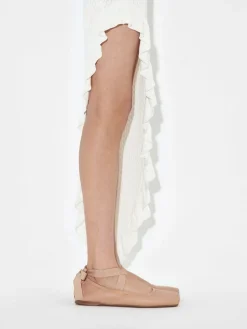 Lexa Leather Ballerina Flats - Nude