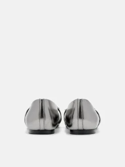 Lia Leather Ballerina Flats - Pewter