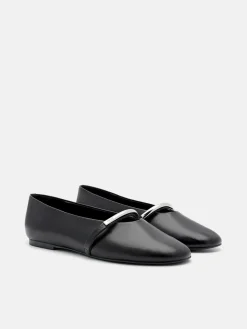 Lia Leather Ballerina Flats - Black