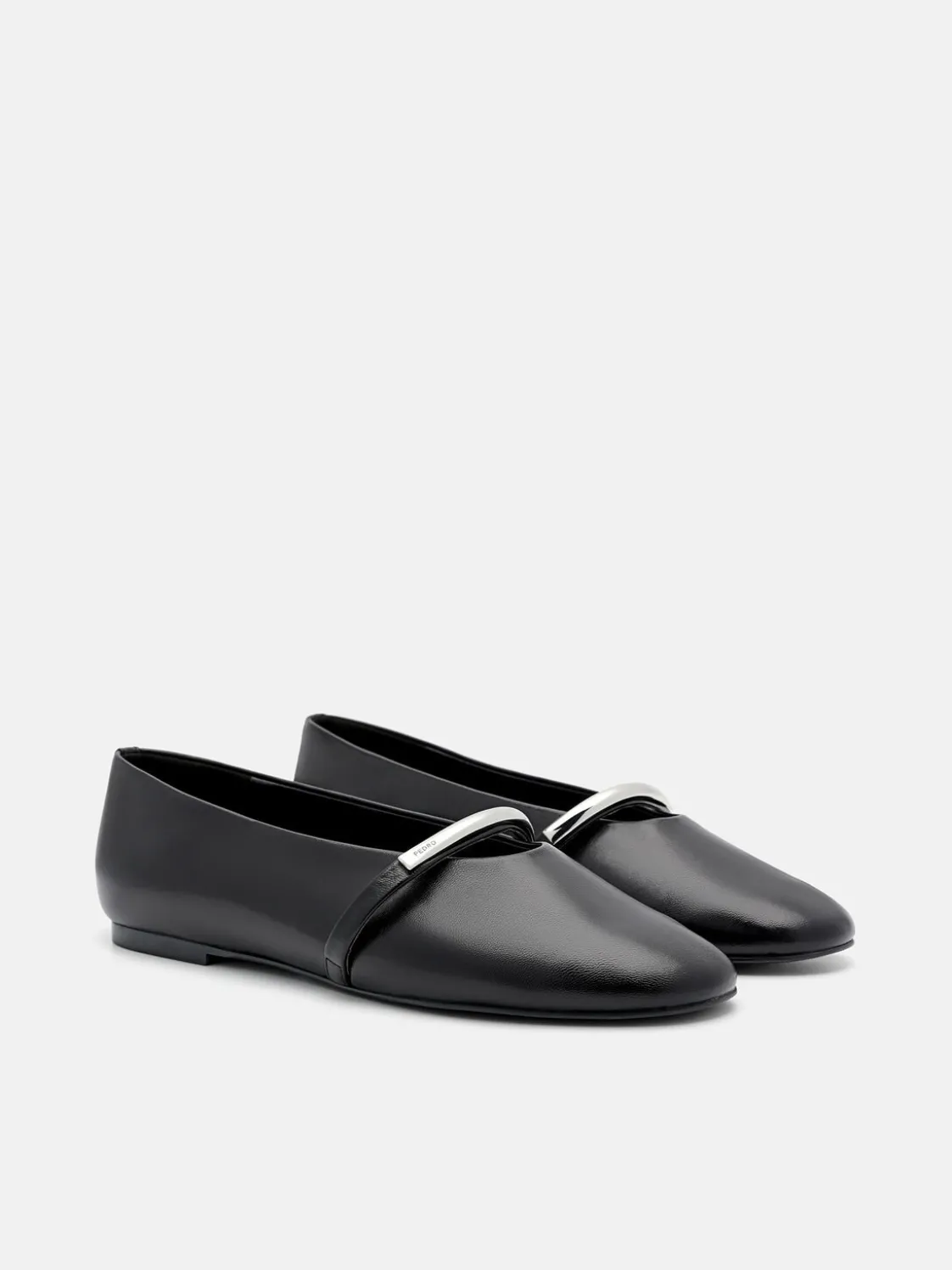Lia Leather Ballerina Flats - Black