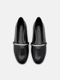 Lia Leather Ballerina Flats - Black