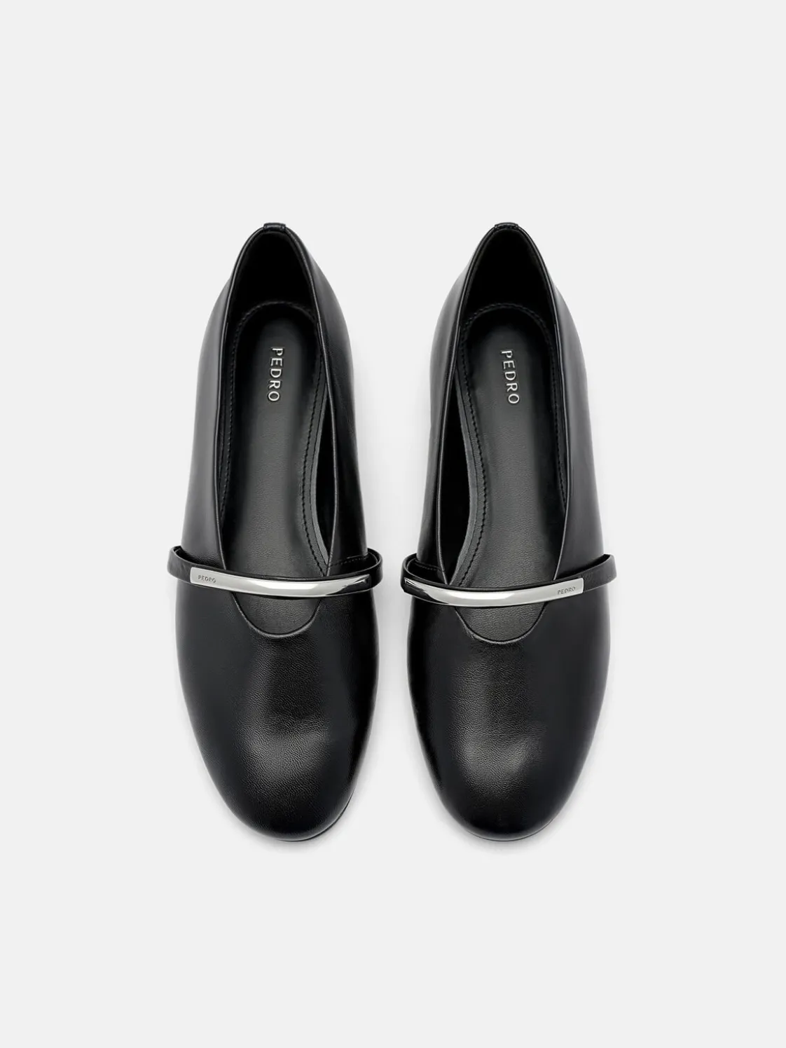 Lia Leather Ballerina Flats - Black