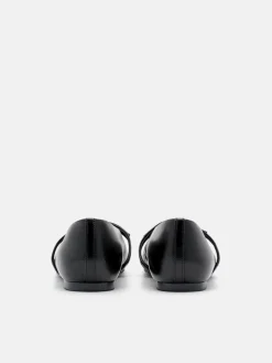 Lia Leather Ballerina Flats - Black