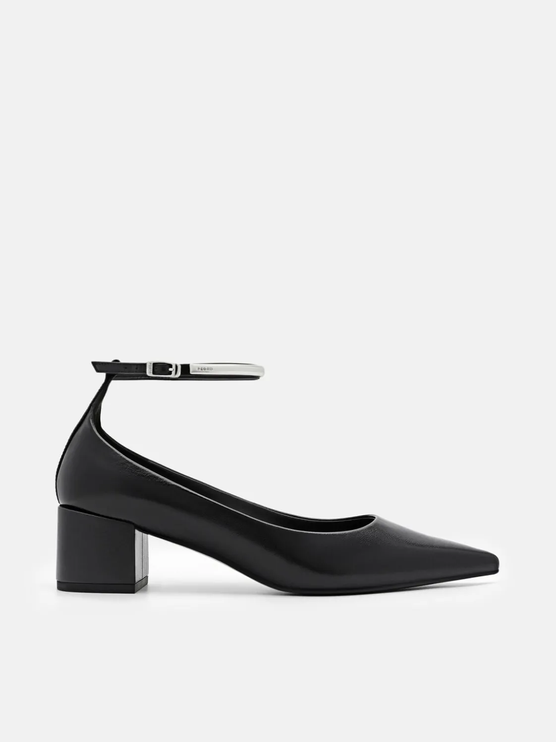 Lia Leather Heel Pumps - Black