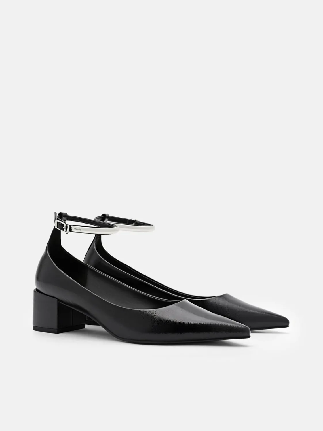 Lia Leather Heel Pumps - Black