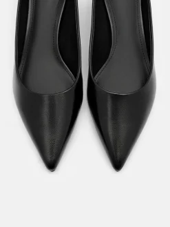 Lia Leather Heel Pumps - Black