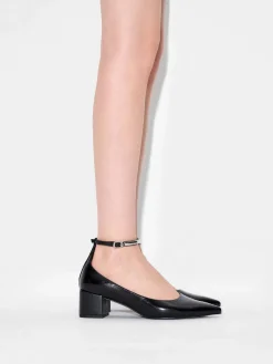 Lia Leather Heel Pumps - Black
