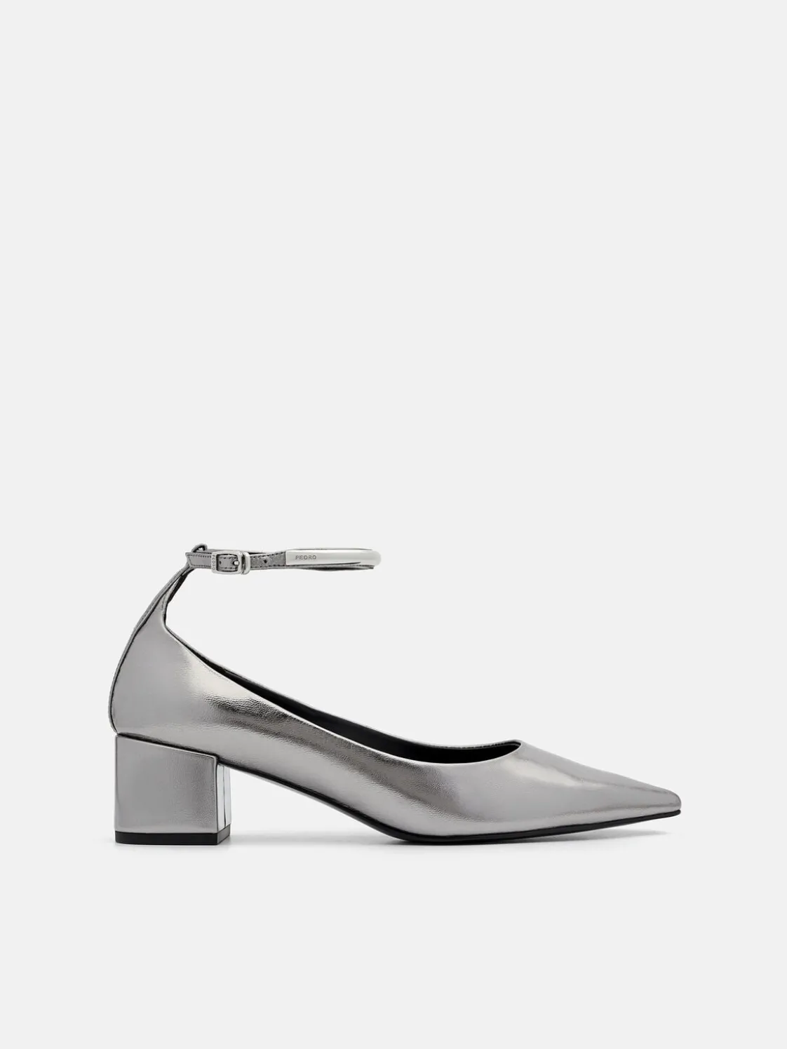 Lia Leather Heel Pumps - Pewter