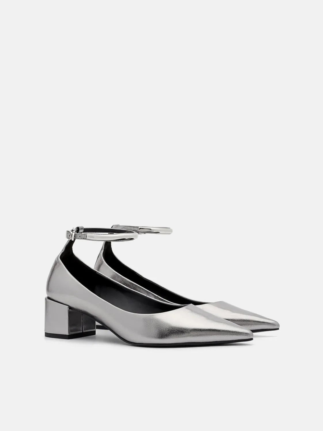 Lia Leather Heel Pumps - Pewter