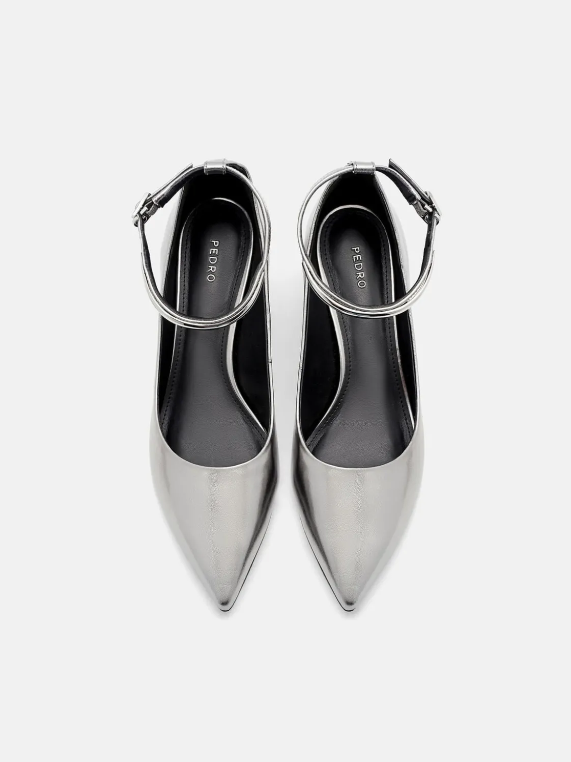 Lia Leather Heel Pumps - Pewter