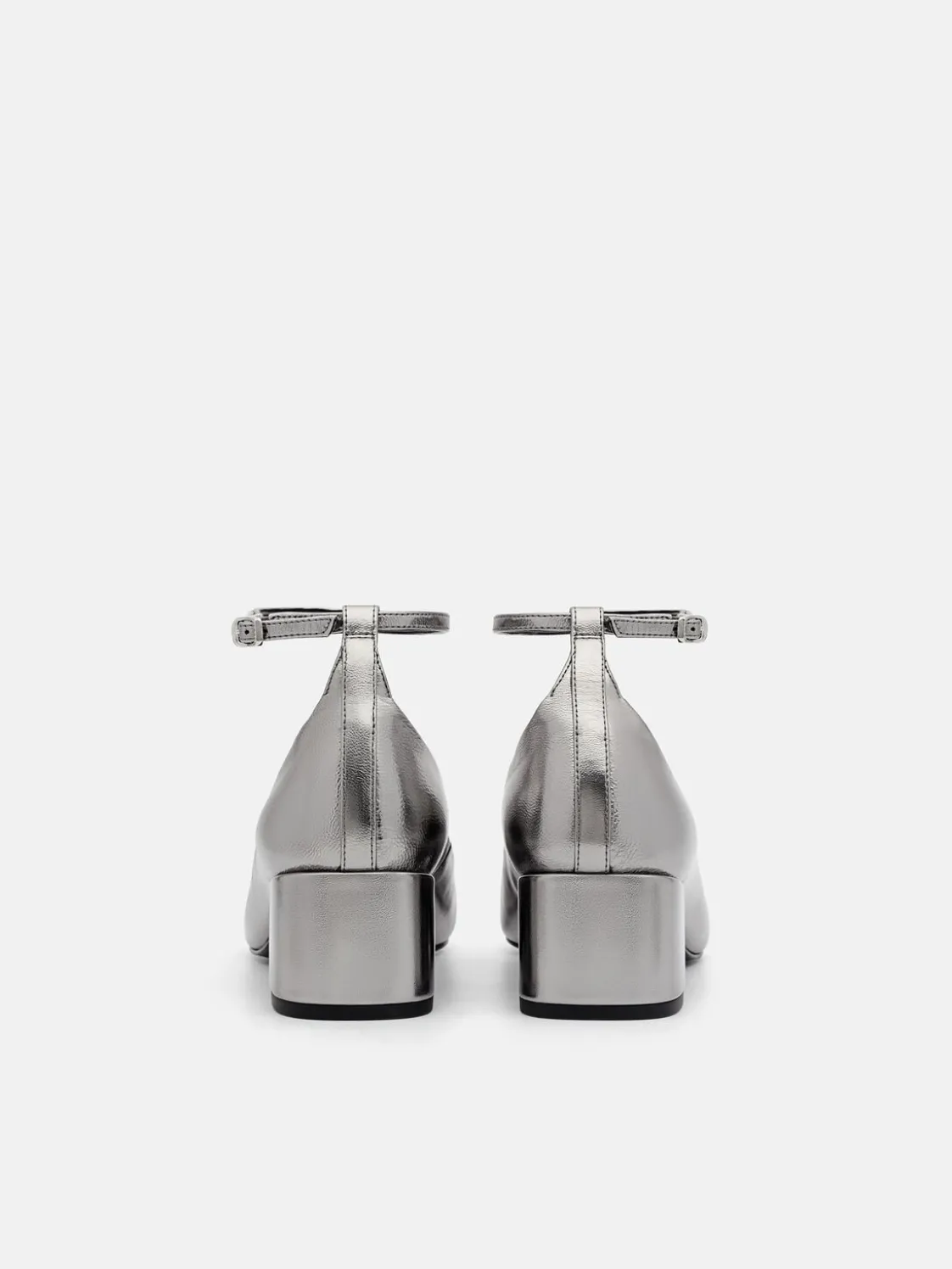 Lia Leather Heel Pumps - Pewter