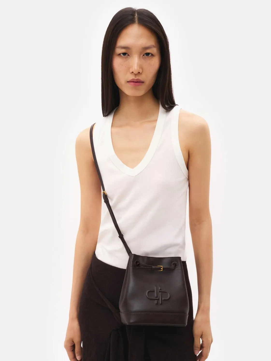 Loli Leather Bucket Bag - Dark Brown