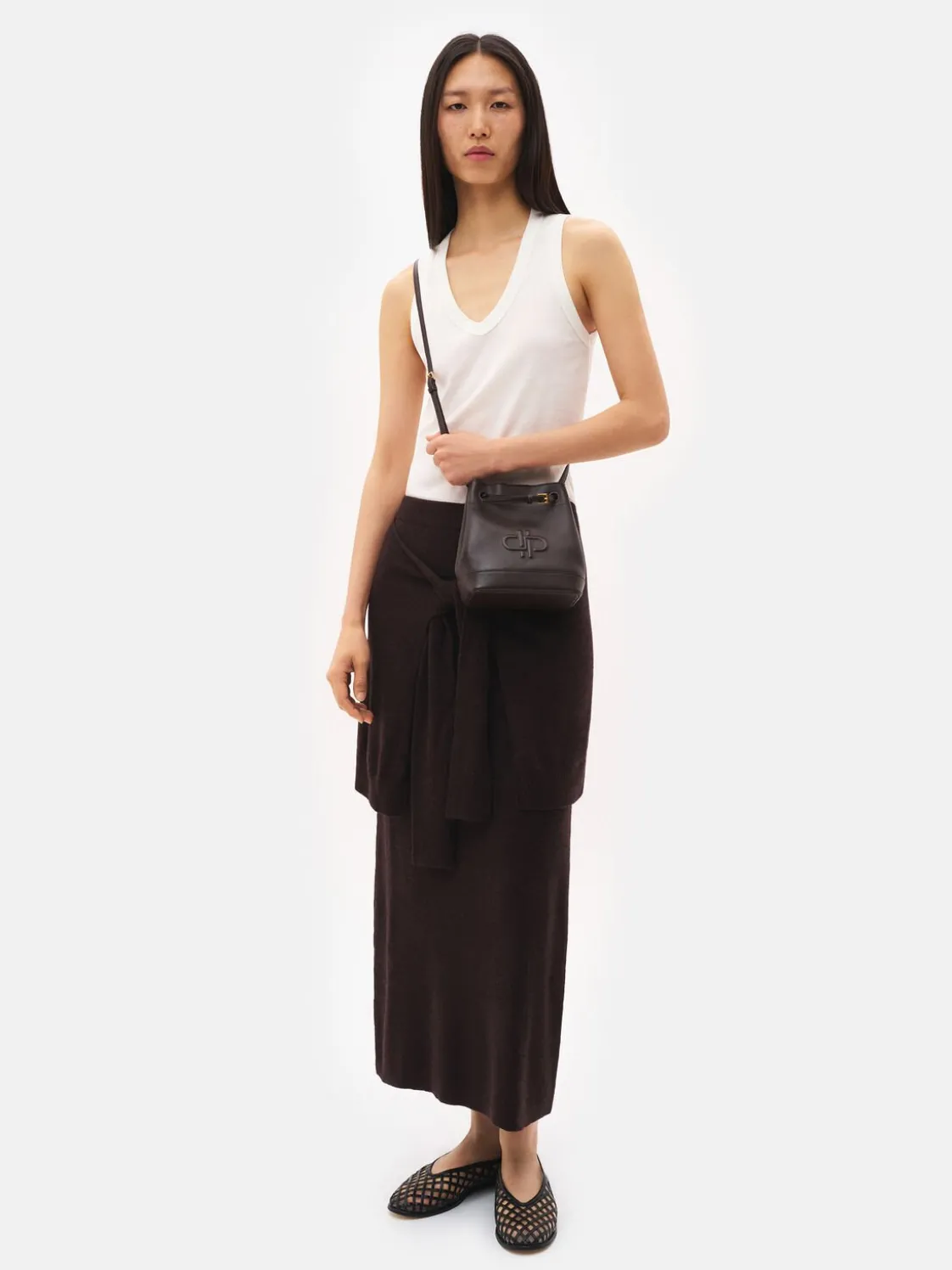 Loli Leather Bucket Bag - Dark Brown