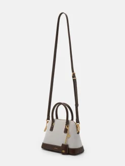Lucia Canvas Handbag - Dark Brown Canvas