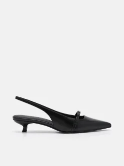 Maggie Leather Slingback Heel Pumps - Black