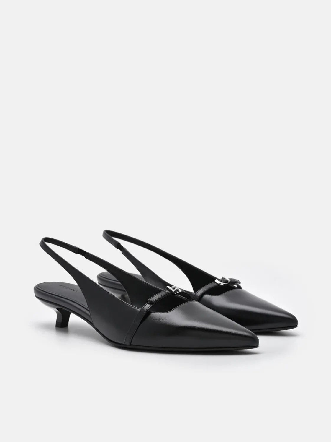Maggie Leather Slingback Heel Pumps - Black