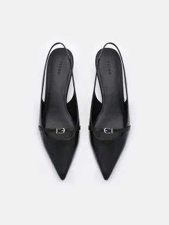 Maggie Leather Slingback Heel Pumps - Black