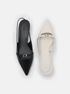 Maggie Leather Slingback Heel Pumps - Black