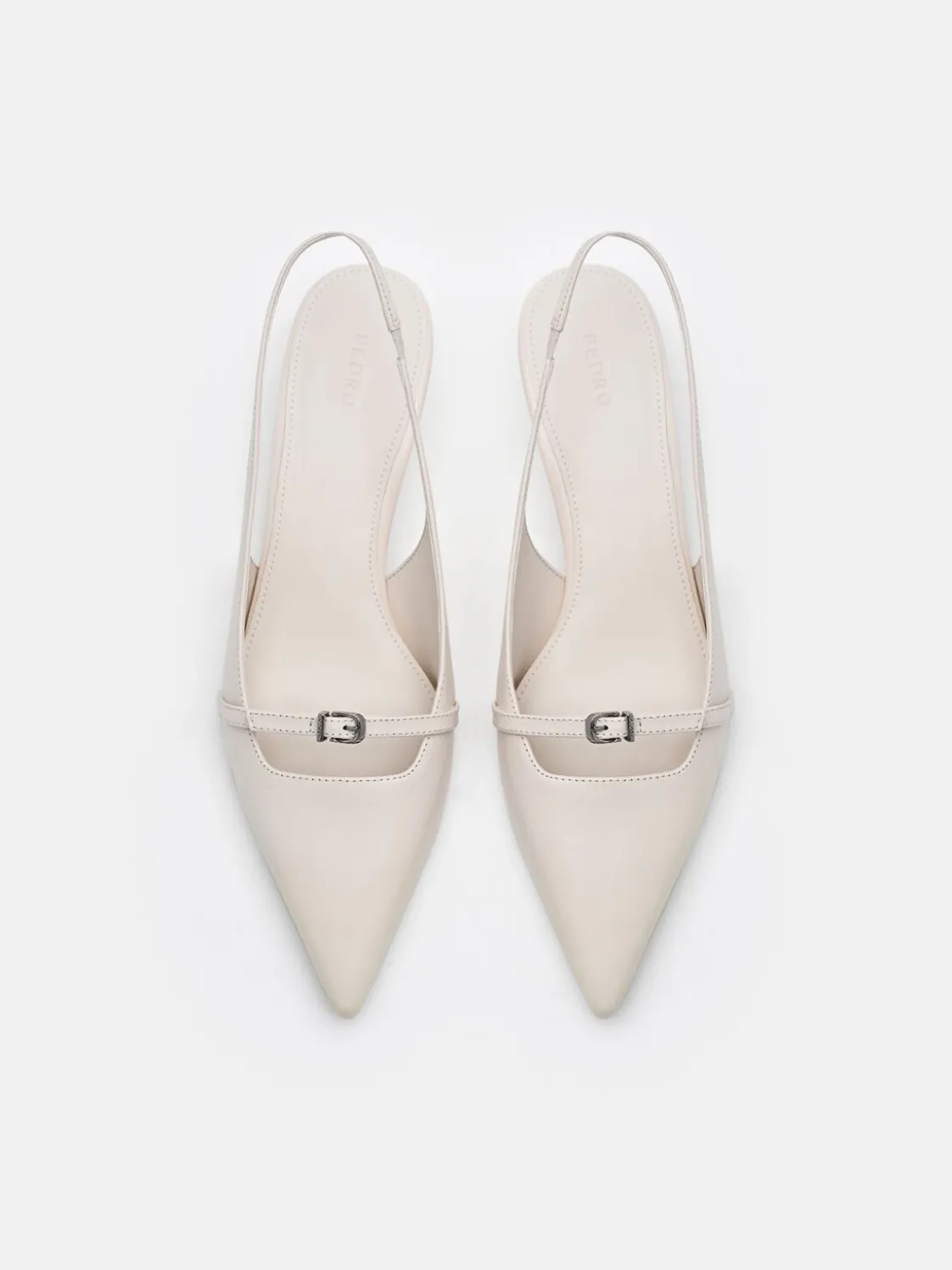 Maggie Leather Slingback Heel Pumps - Chalk