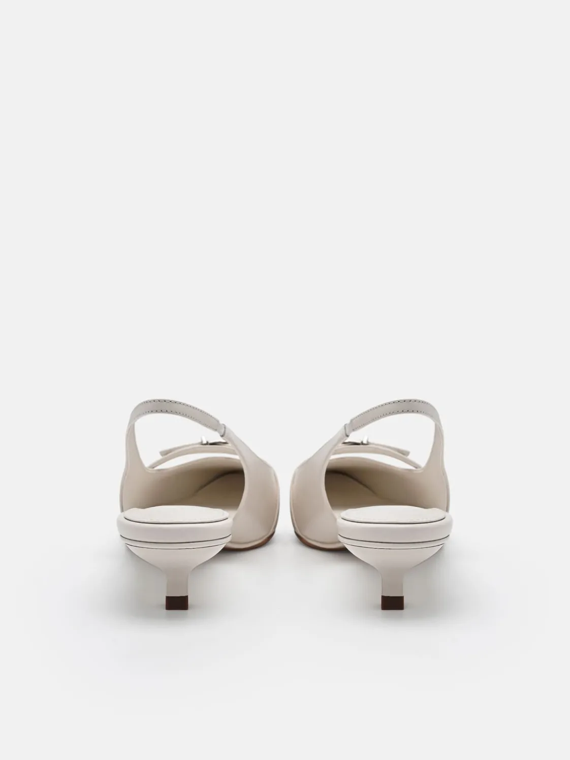 Maggie Leather Slingback Heel Pumps - Chalk