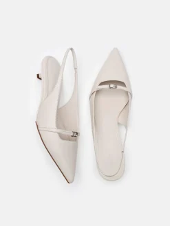 Maggie Leather Slingback Heel Pumps - Chalk