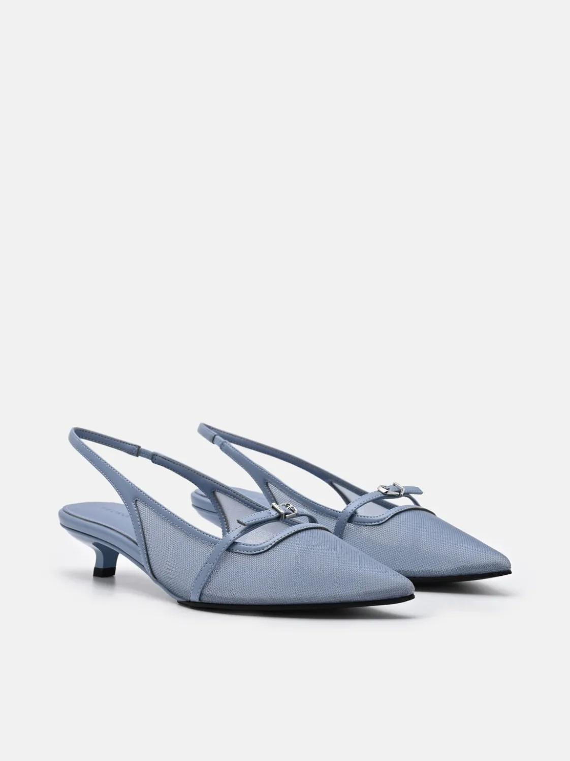 Maggie Mesh Slingback Heel Pumps - Slate Blue