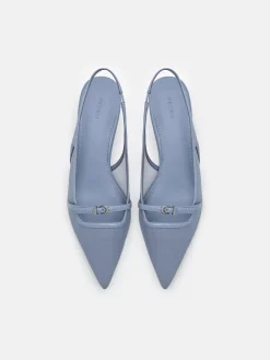 Maggie Mesh Slingback Heel Pumps - Slate Blue