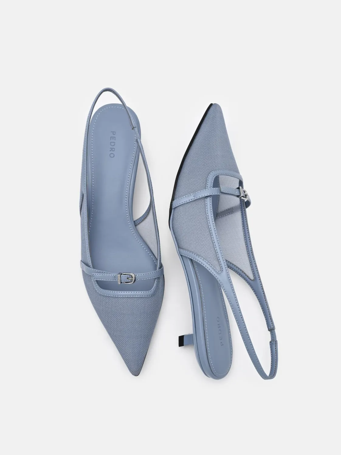 Maggie Mesh Slingback Heel Pumps - Slate Blue