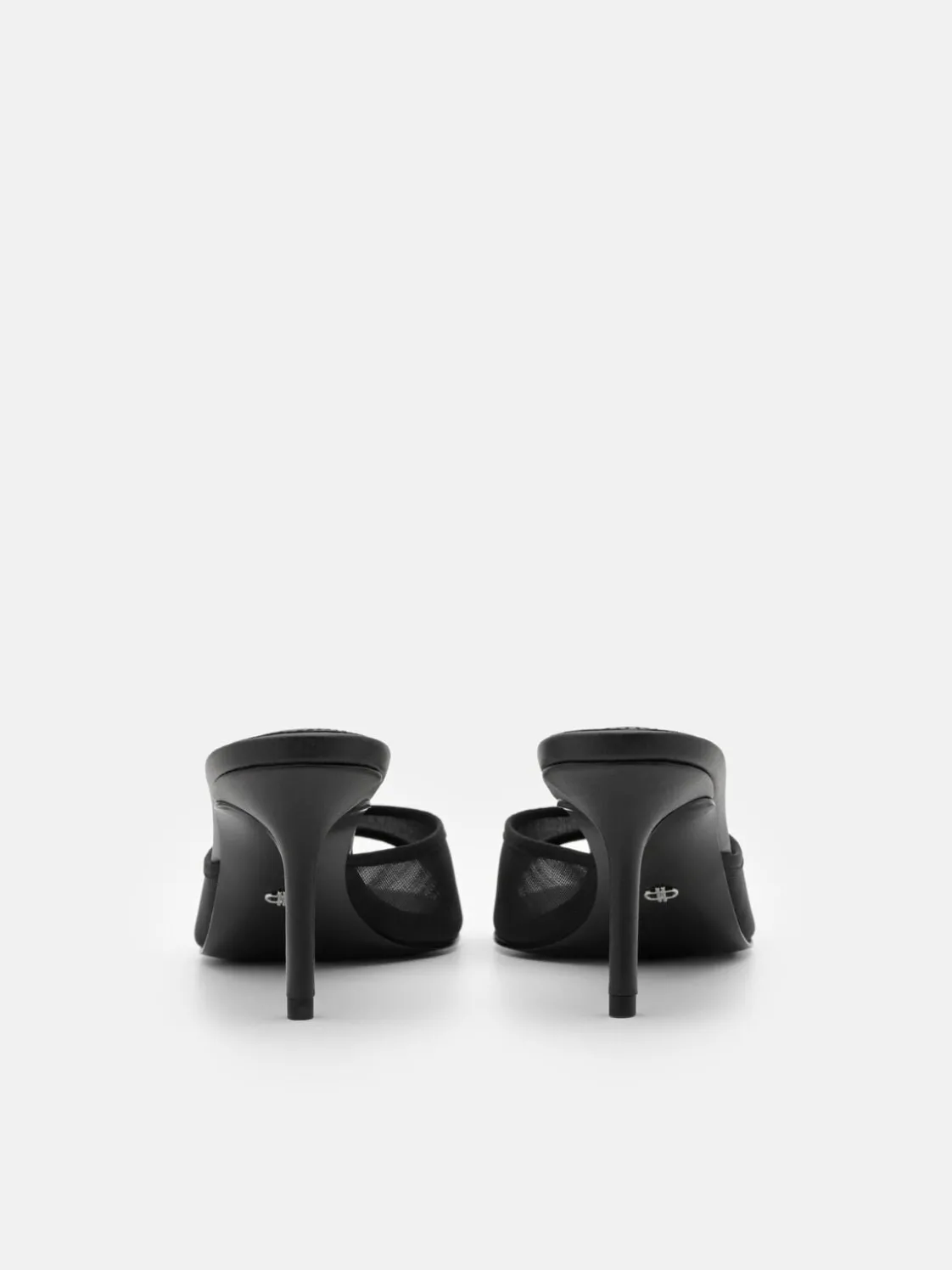 Mesh Heel Sandals - Black Fabric